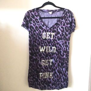 PINK purple leopard print sleep shirt